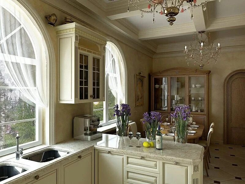 Красивый интерьер кухни в частном доме seriya 91 Interior classic, Home, Interior