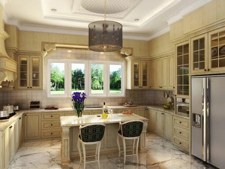 Красивый интерьер кухни в доме фото Pin on Идеи для дома Classic kitchen design, Antique white kitchen, Antique whit