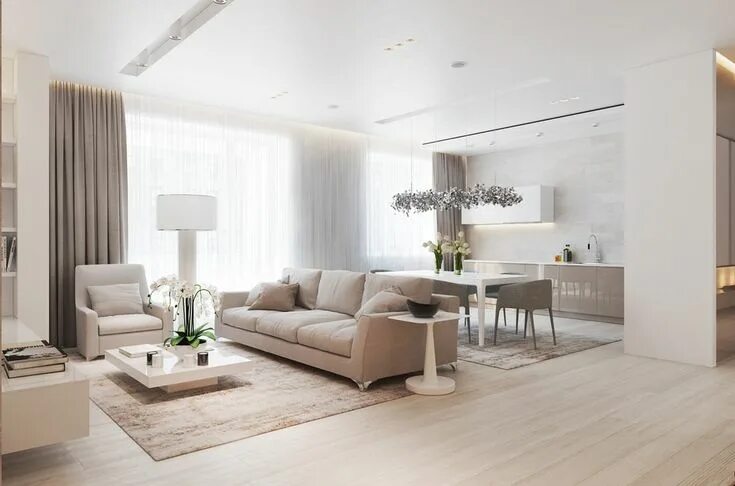 Красивый интерьер квартиры в светлых тонах A Chic Pair Of Interiors With Natural Neutral Design House interior, Living room