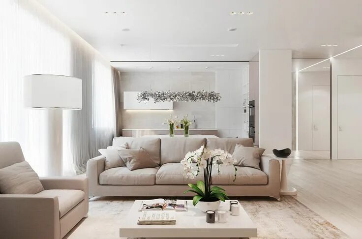Красивый интерьер квартиры в светлых тонах A Chic Pair Of Interiors With Natural Neutral Design Living room decor cozy, Liv