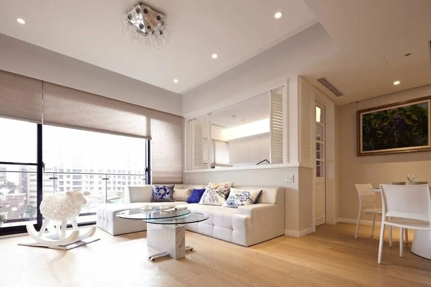 Красивый интерьер квартиры в светлых тонах A Fresh and Elegant Apartment in Taipei City White apartment, Living room inspir
