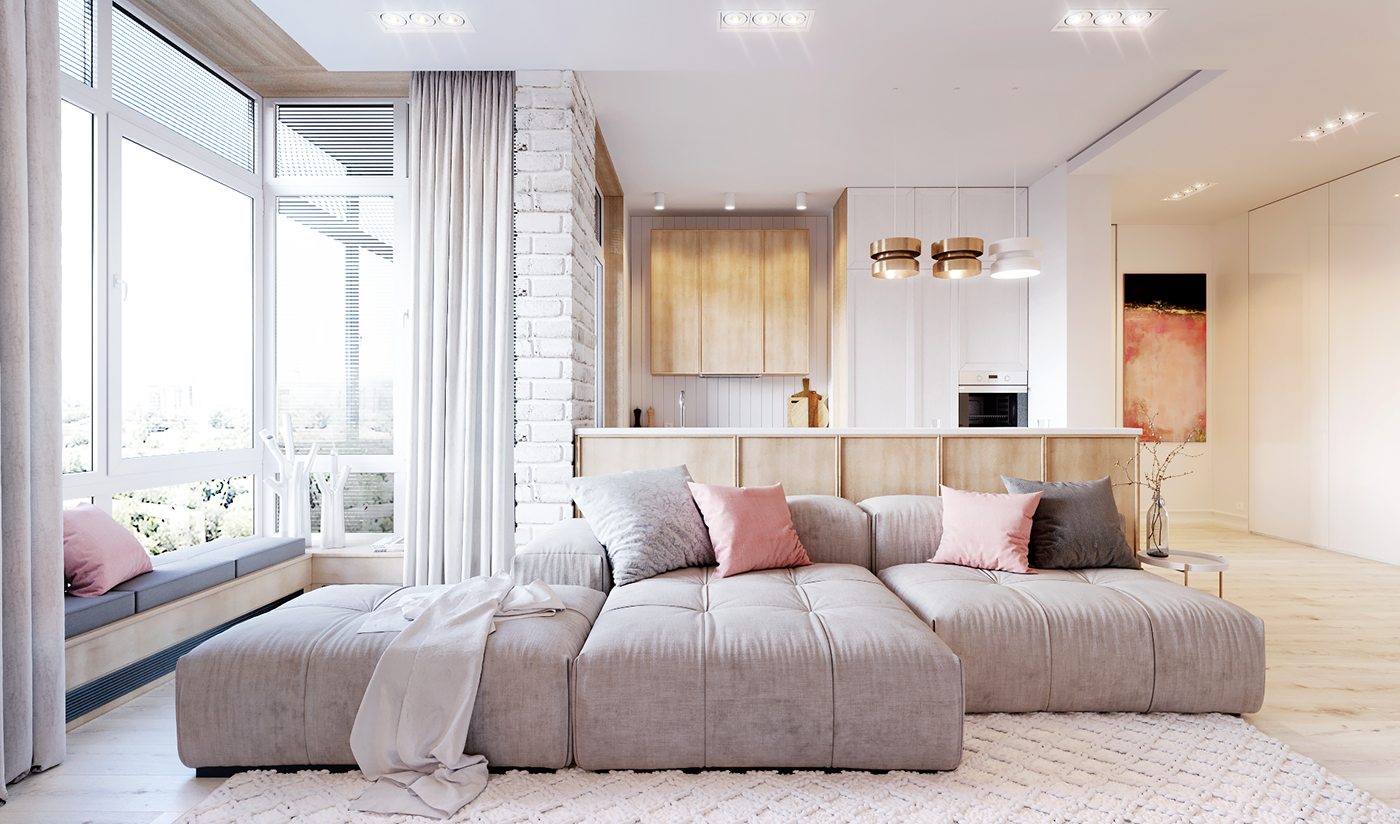 Красивый интерьер квартиры в светлых тонах Home interior design, Pink interiors design, White interior