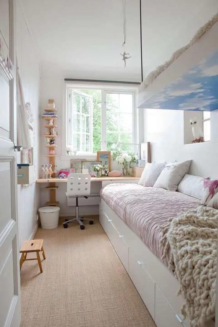 Красивый интерьер маленькой комнаты 50 Perfect Small Bedroom Decorations - SWEETYHOMEE せ ま い 部 屋, 部 屋 レ イ ア ウ ト, 寝 室