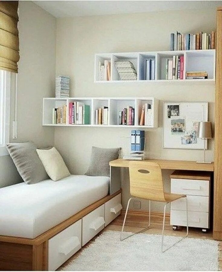 Красивый интерьер маленькой комнаты 50 Perfect Small Bedroom Decorations - SWEETYHOMEE Small apartment bedrooms, Sma
