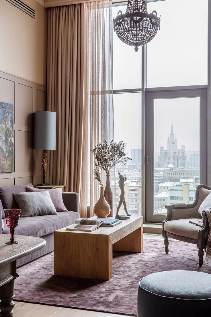 Красивый интерьер москва Beautiful apartment with high ceilings near Triumph Square in Moscow (80 sqm) )◾