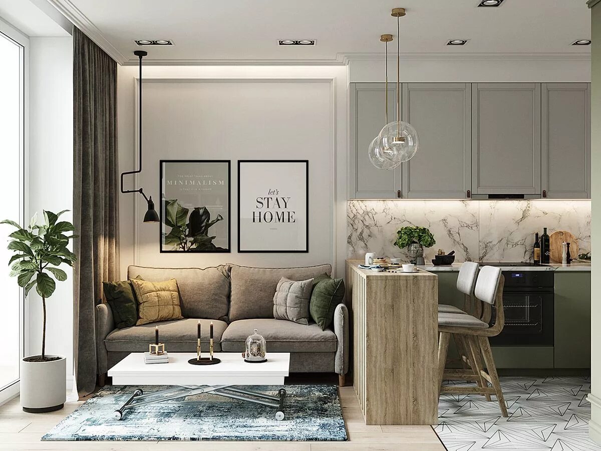 Красивый интерьер однокомнатной 4 Green Decor Schemes That Help You Feel Closer To Nature Дизайн дома, Интерьер 