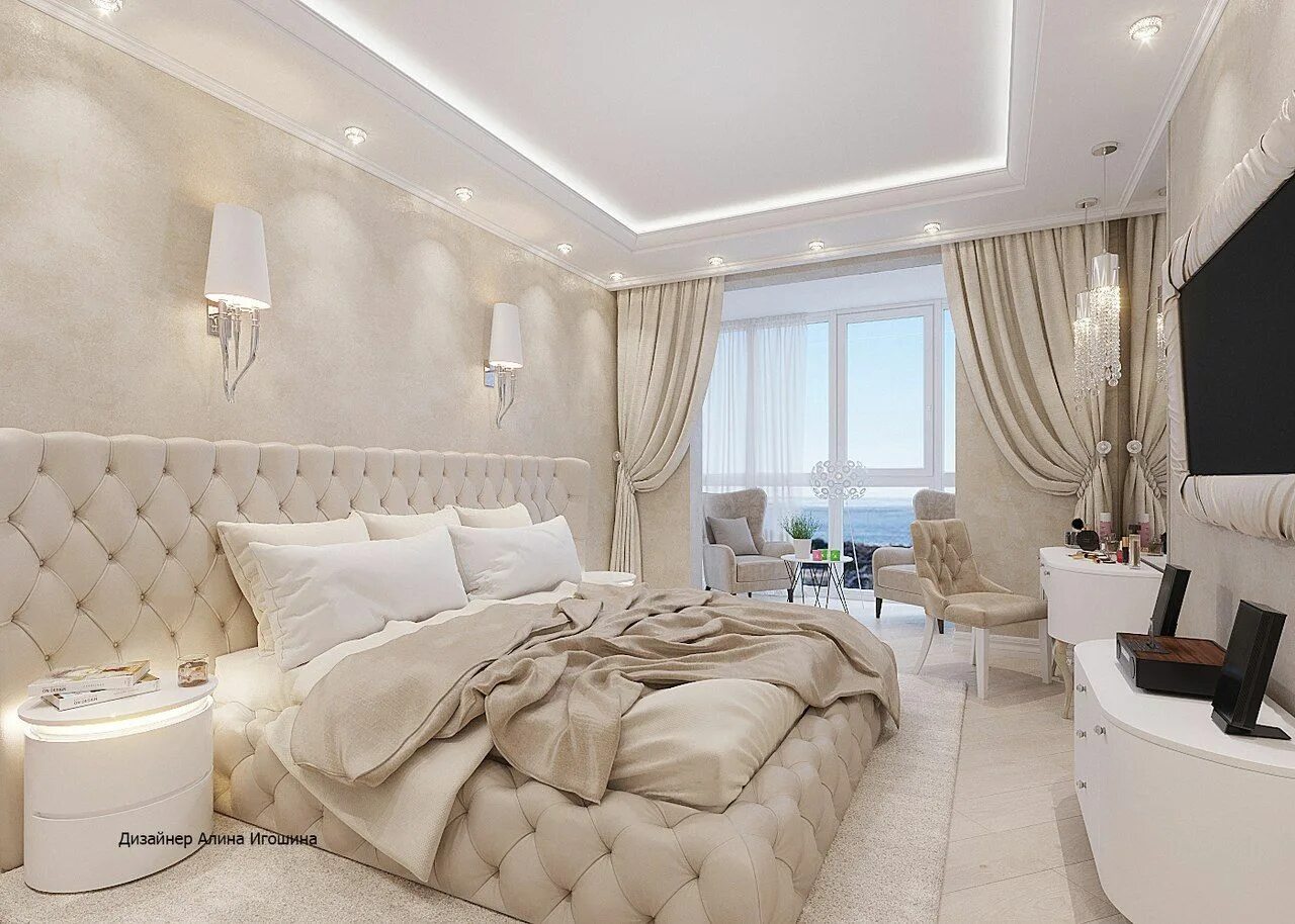 Красивый интерьер спальни в светлых тонах #Видом, #Море, #На, #Нежная, #Очень, #С, #Спальня http://adcitymag.ru/ochen-nezh