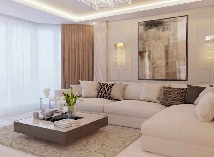 Красивый интерьер в бежевых тонах Loading... Contemporary decor living room, Apartment living room, Luxury living 