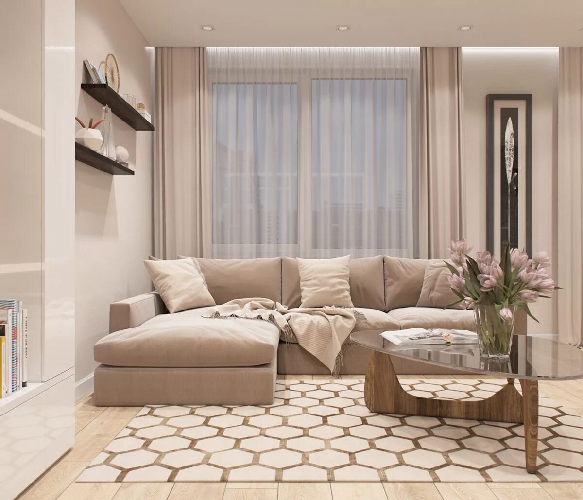 Красивый интерьер в бежевых тонах Apartment design in Saint-Petersburg (2016) on Behance Apartment living room des