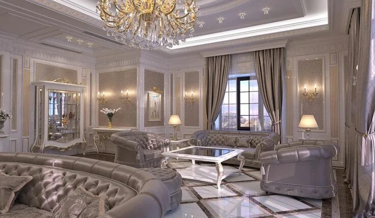 Красивый интерьер в классическом стиле Living Room interior design in elegant Classic style Thiết kế phòng khách, Phòng