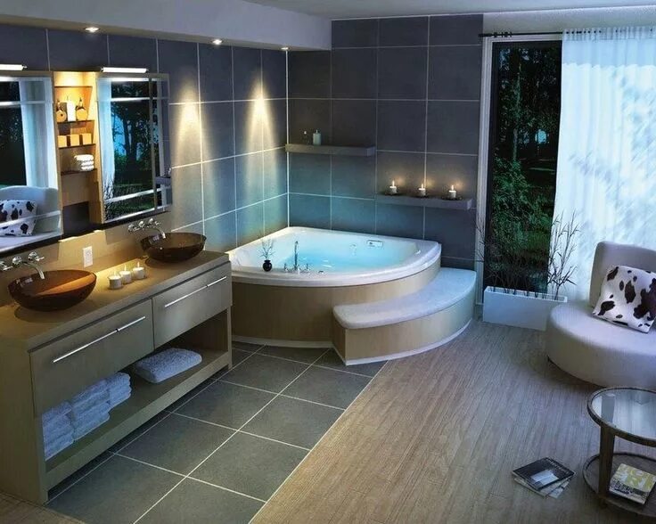 Красивый интерьер в ванной комнате фото Inspiration salle de bain- 50 photos pour en tirer des idées! บ า น ใ น ฝ น, ห อ