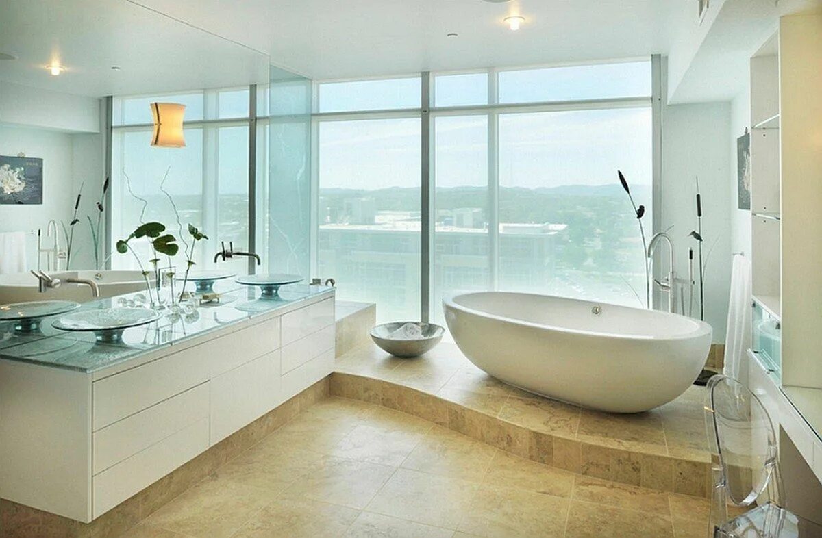 Красивый интерьер ванной Большая ванная комната (60 фото): как ее оформить Free standing bath tub, Bathro
