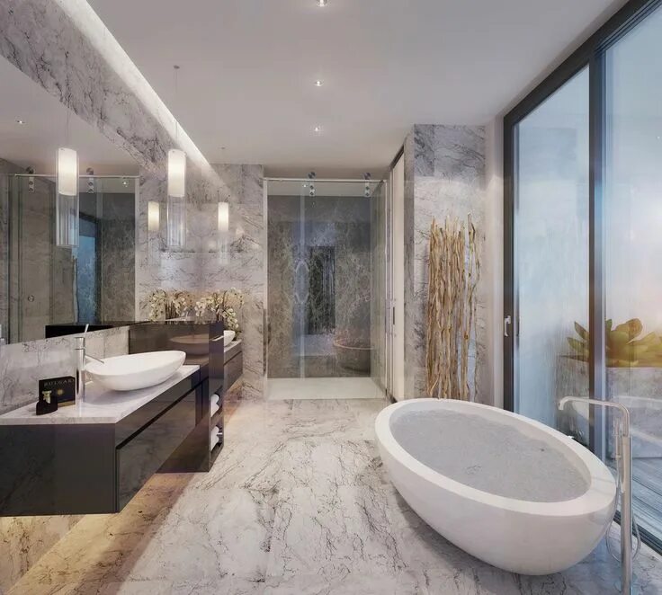 Красивый интерьер ванной Tour the $5M penthouse that just sold at Wave Fort Lauderdale Luxury bathroom, B