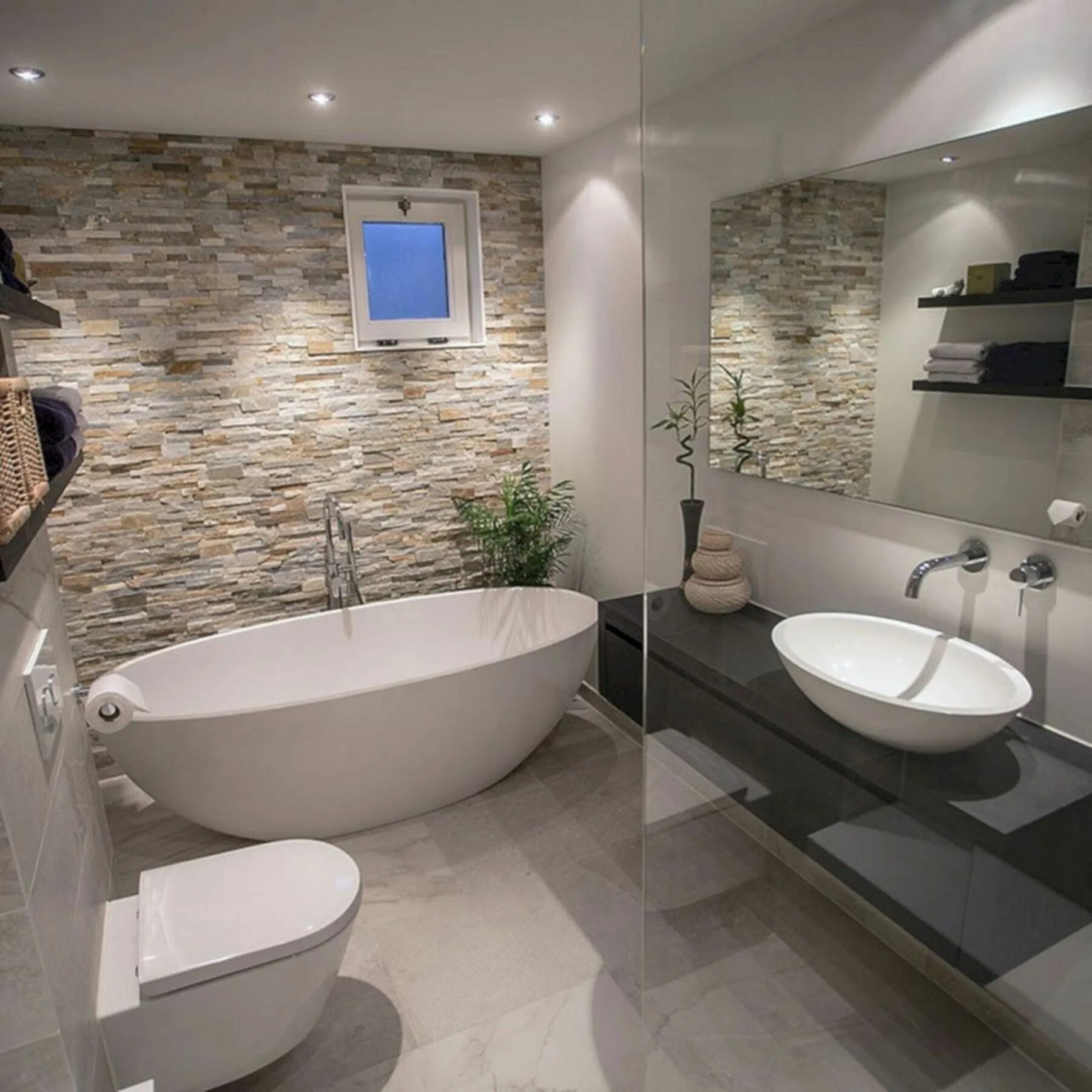 Красивый интерьер ванной фото Brilliant 10 Creative Natural Stone Wall Bathroom Decoration Ideas For Your Bath