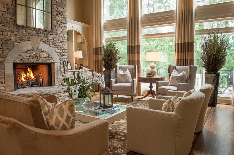 Красивый интерьер загородного дома Traditional Living Room - Классический - Гостиная - Атланта Houzz Россия