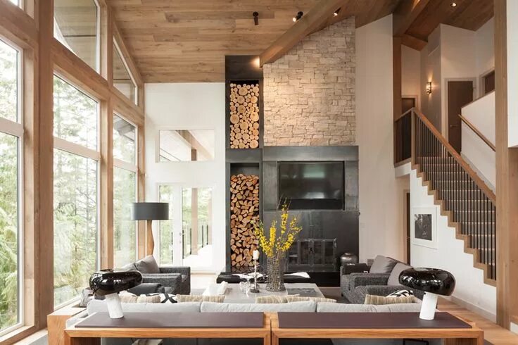 Красивый интерьер загородного дома Robert Bailey Designs A Contemporary Update For A 1980s Alpine Chalet Chalet des