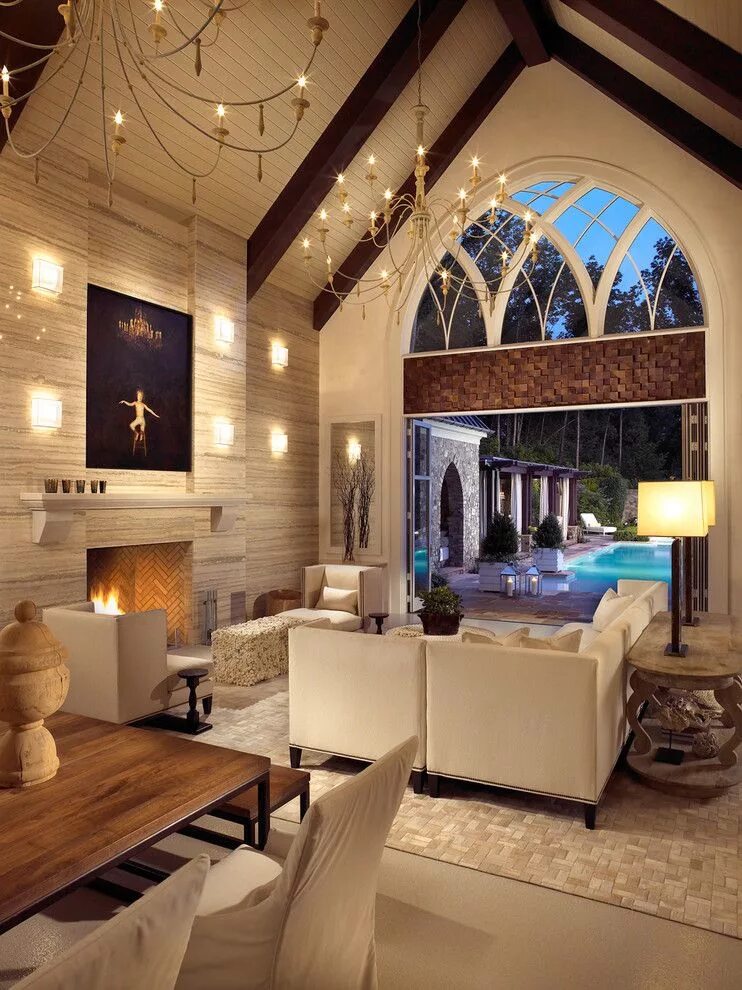 Красивый интерьер загородного дома Pool House & Wine Cellar - modern - living room - nashville - Beckwith Interiors