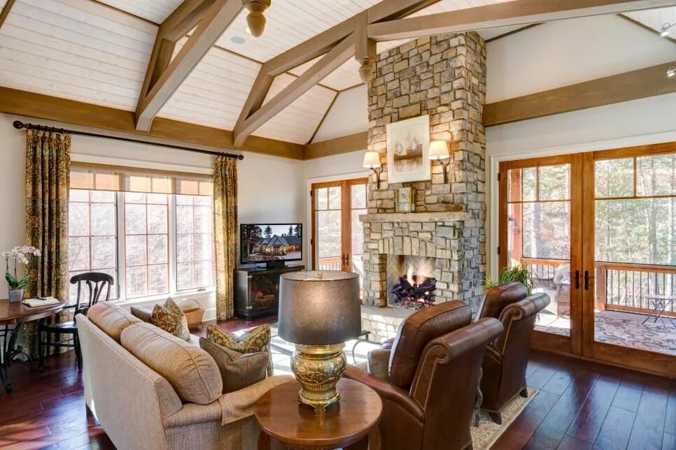 Красивый интерьер загородного дома Rooms Viewer Rustic living room design, Rustic living room, Farm house living ro