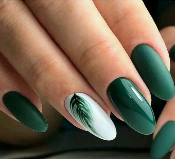 Красивый изумрудный маникюр Manicure verte Green nail art, Green nails, Tropical nails