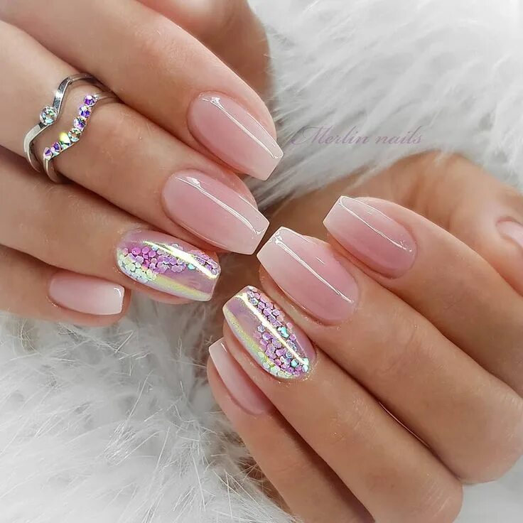 Красивый изысканный маникюр Идеи маникюра Square nail designs, Powder glitter nails, Elegant nails
