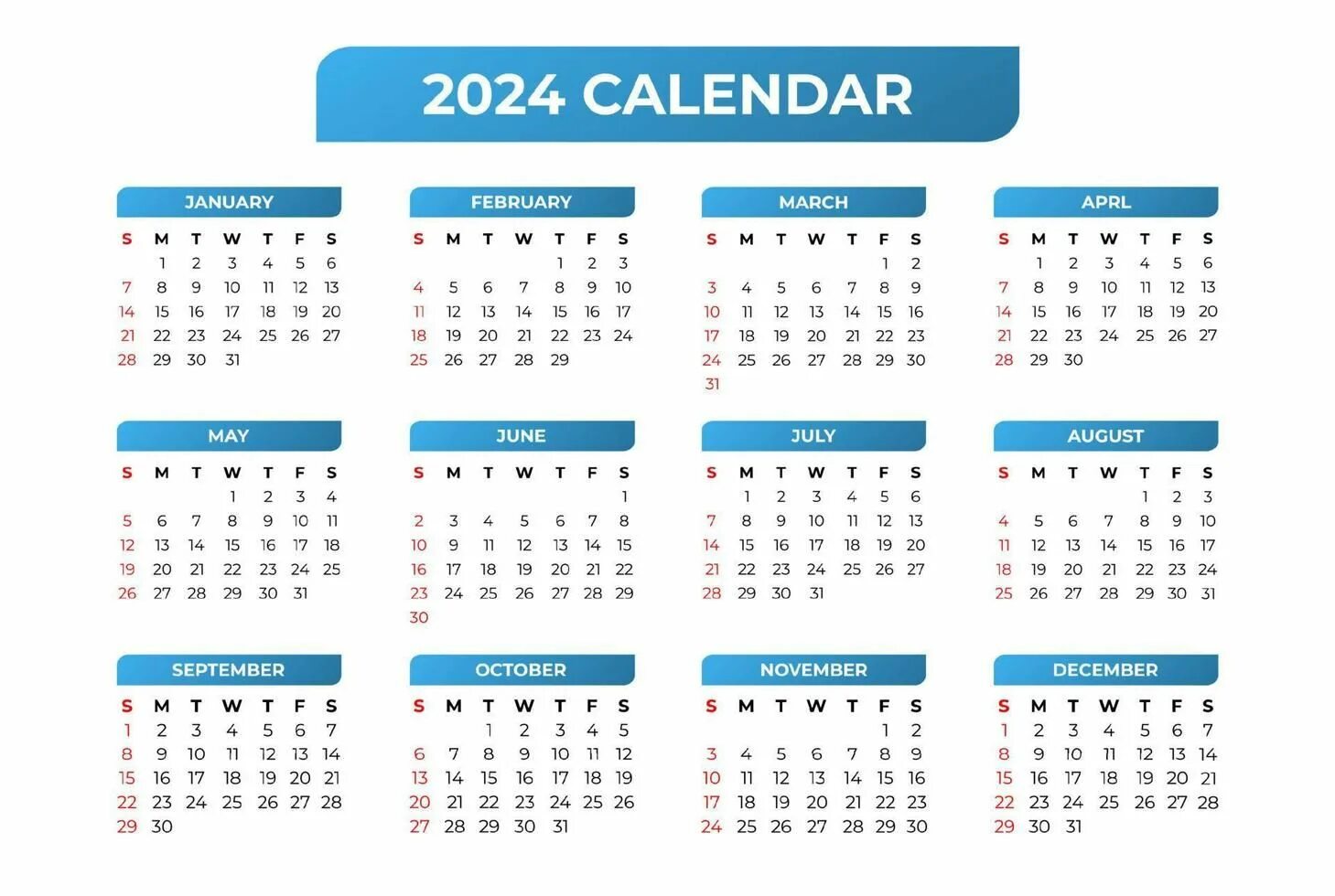 Красивый календарь на 2024 год Download 2024 calendar template, simple and easy to use for free Calendar templa