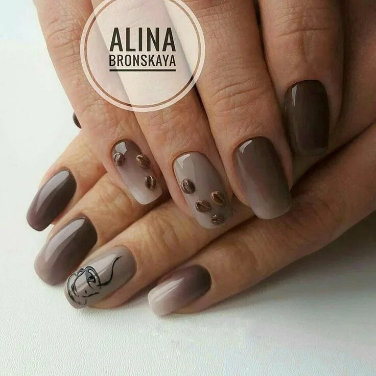 Красивый кофейный маникюр Фото кофейного маникюра! 65 идей + 10 шаблонов Perfect nails, Gel nails, Square 