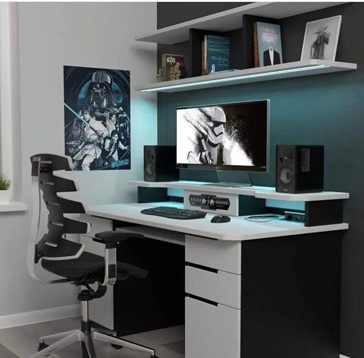 Красивый компьютерный стол фото Pin by Eric Santos on quarto eric in 2023 Home office setup, Room setup, Game ro