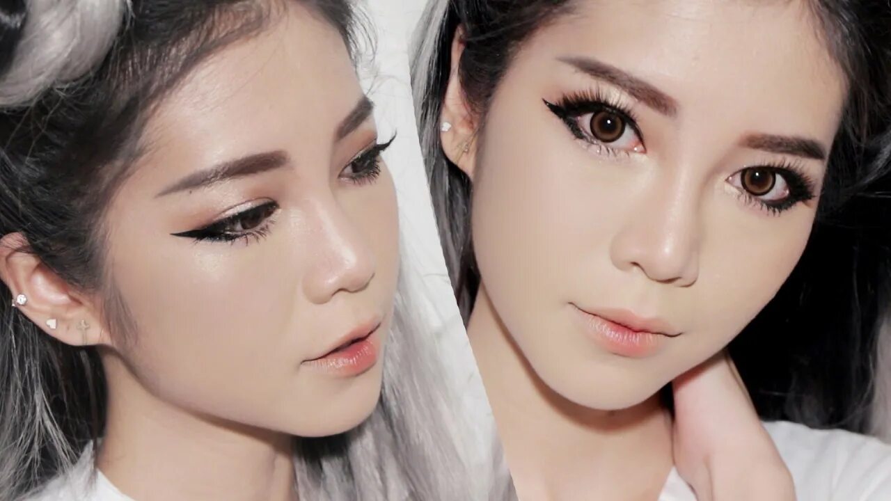 Красивый корейский макияж на русские глаза Japanese Neo Gals Makeup Inspired ♡ - YouTube