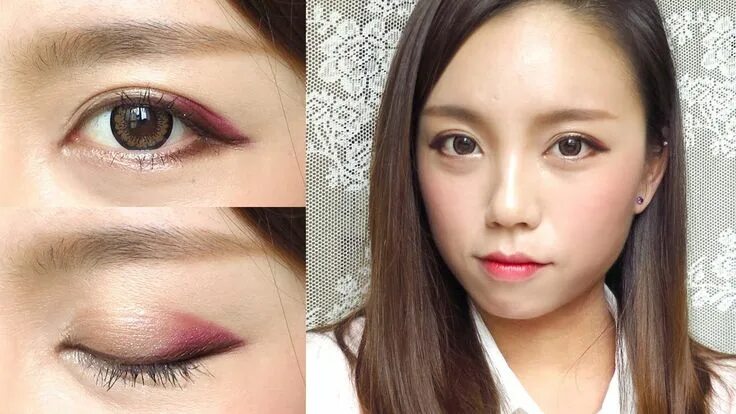 Красивый корейский макияж в школу Korean Ulzzang Style Burgundy Makeup Tutorial Korean eye makeup, Burgundy makeup