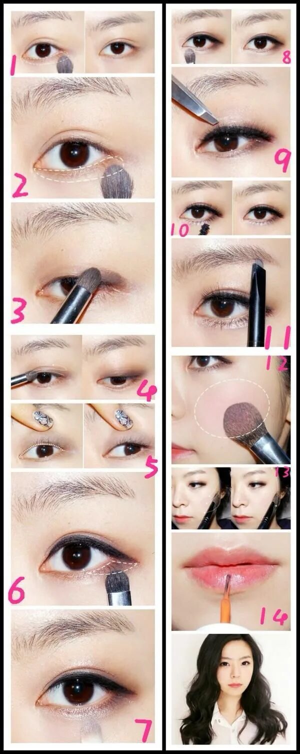 Красивый корейский макияж в школу Make up
