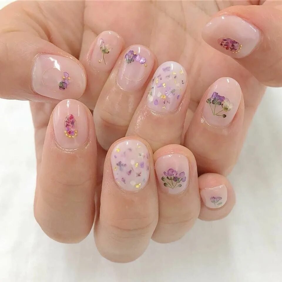 Красивый корейский маникюр Cute Flower Nail Art