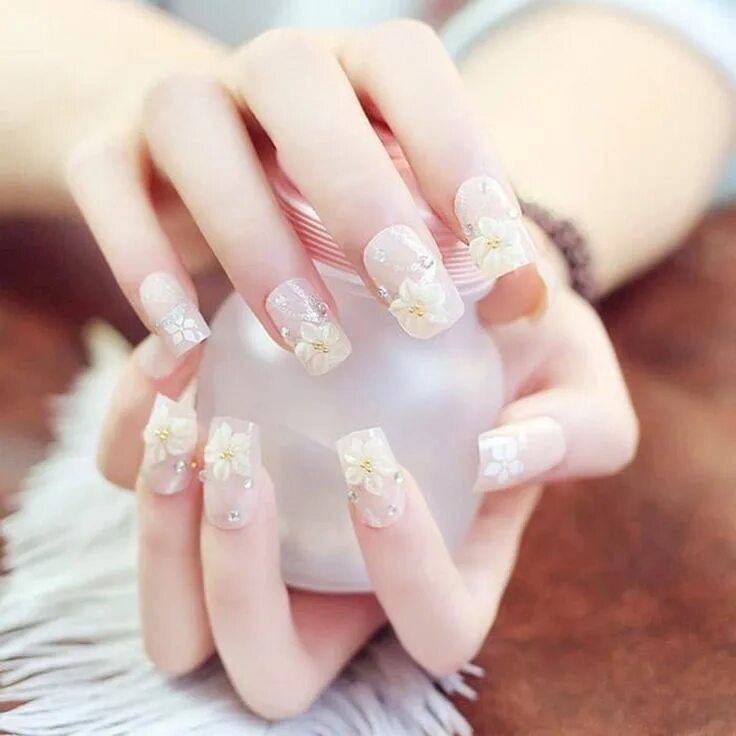 Красивый корейский маникюр 12 Gorgeous Winter Wedding Nails Design Ideas For Wedding Inspiration Uñas para 