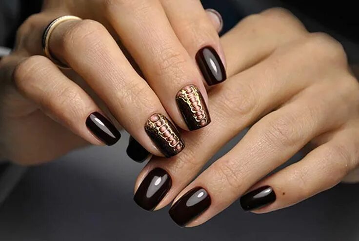 Красивый коричневый маникюр с дизайном Glamour nails ideas fascinating manicure designs for 2018 Гвоздь, Искусство мани