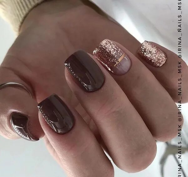 Красивый коричневый маникюр с дизайном Гель-лак Longe Nail-bar (Ланж неил бар) Ирландский кофе 06, 10 мл купить в Москв