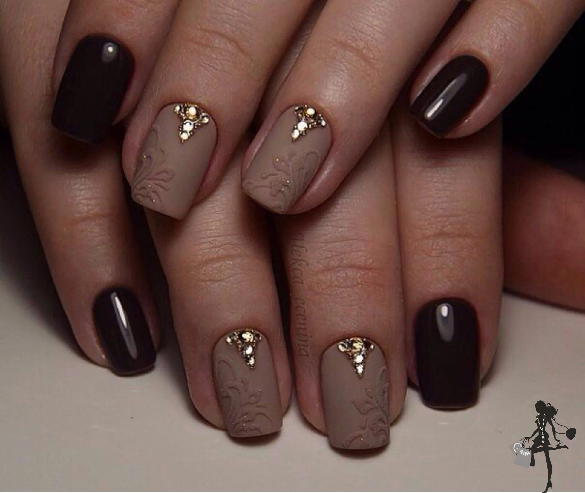 Красивый коричневый маникюр с дизайном Beige nails, Nails, Gel nails