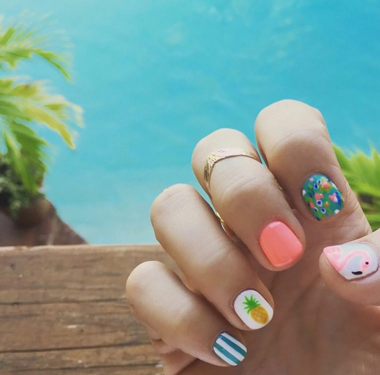 Красивый короткий маникюр для лета Pin by Jentry Ornelas on Nails Pineapple nails, Summer acrylic nails, Cute sprin