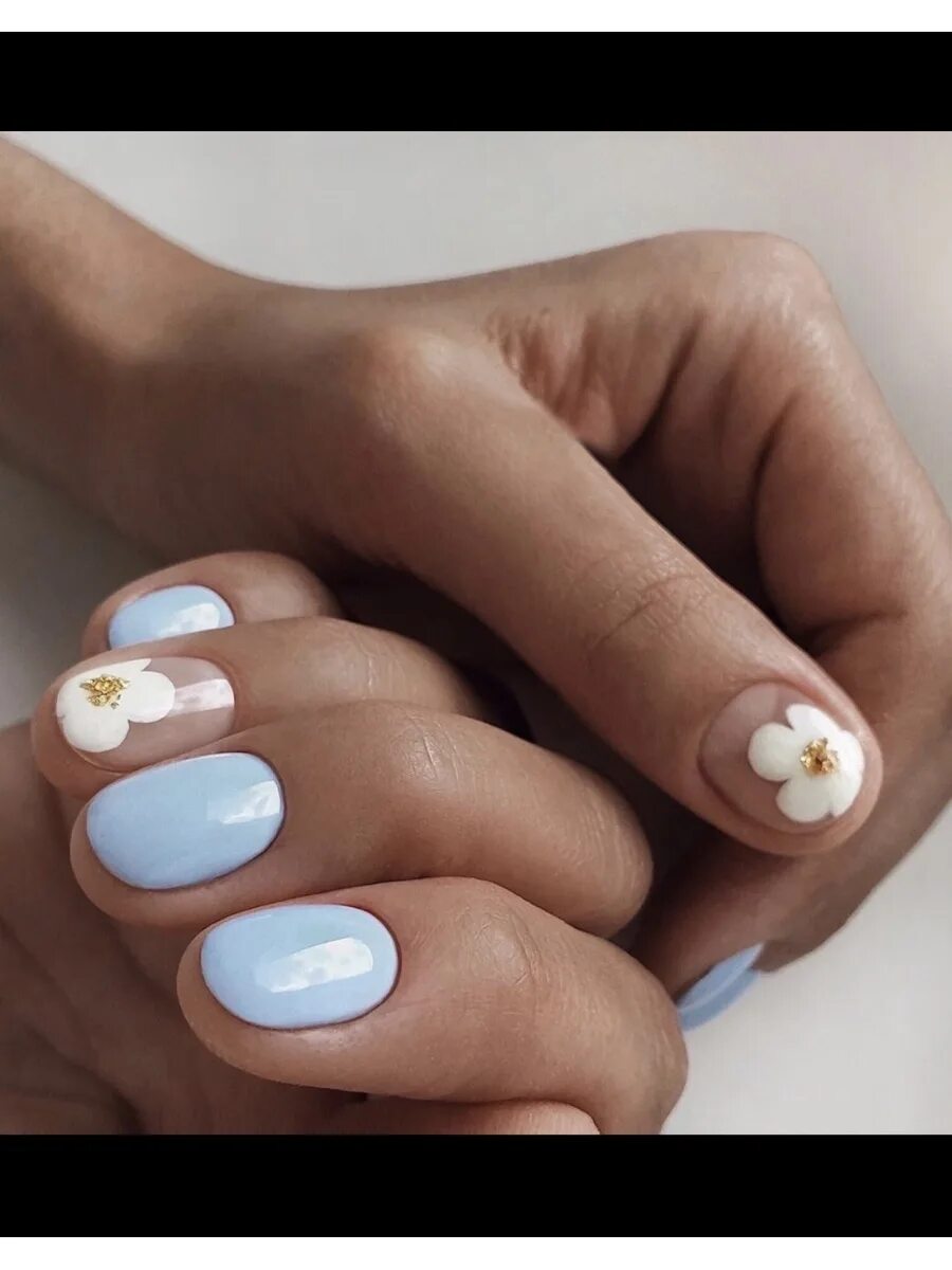 Красивый короткий маникюр для лета Накладные ногти с клеем и дизайном N'nail 87262823 купить за 216 ₽ в интернет-ма
