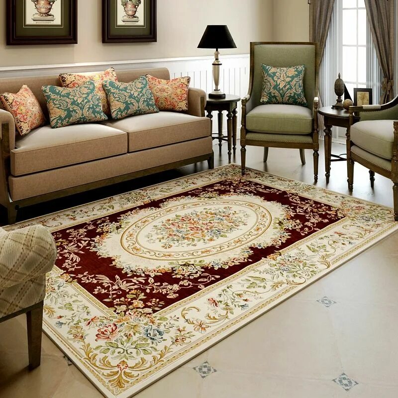 Красивый ковер в интерьере Europe-Palace-Carpets-For-Living-Room-Home-Bedroom-Rugs-And-Carpets-font-b-Coffe