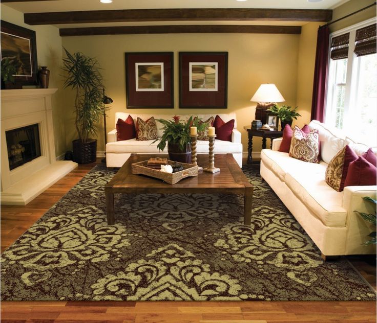 Красивый ковер в интерьере Modern Rugs For Living Room Rugs 5x7 Contemporary Rugs Green Brown Cream Multi-C