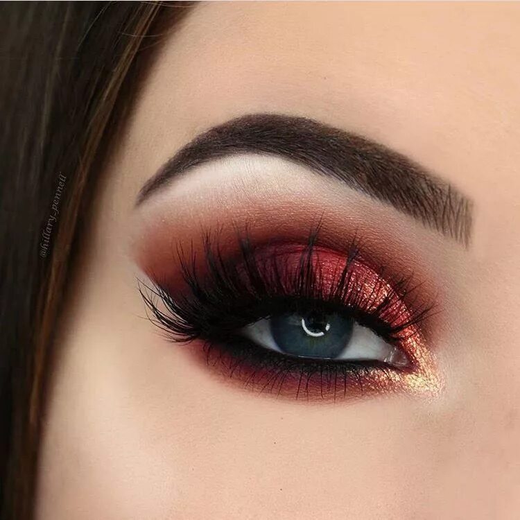 Красивый красный макияж глаз Beautiful eyeshadow - makeup #eyeshadow #eyemakeup Orange eye makeup, Pageant ma