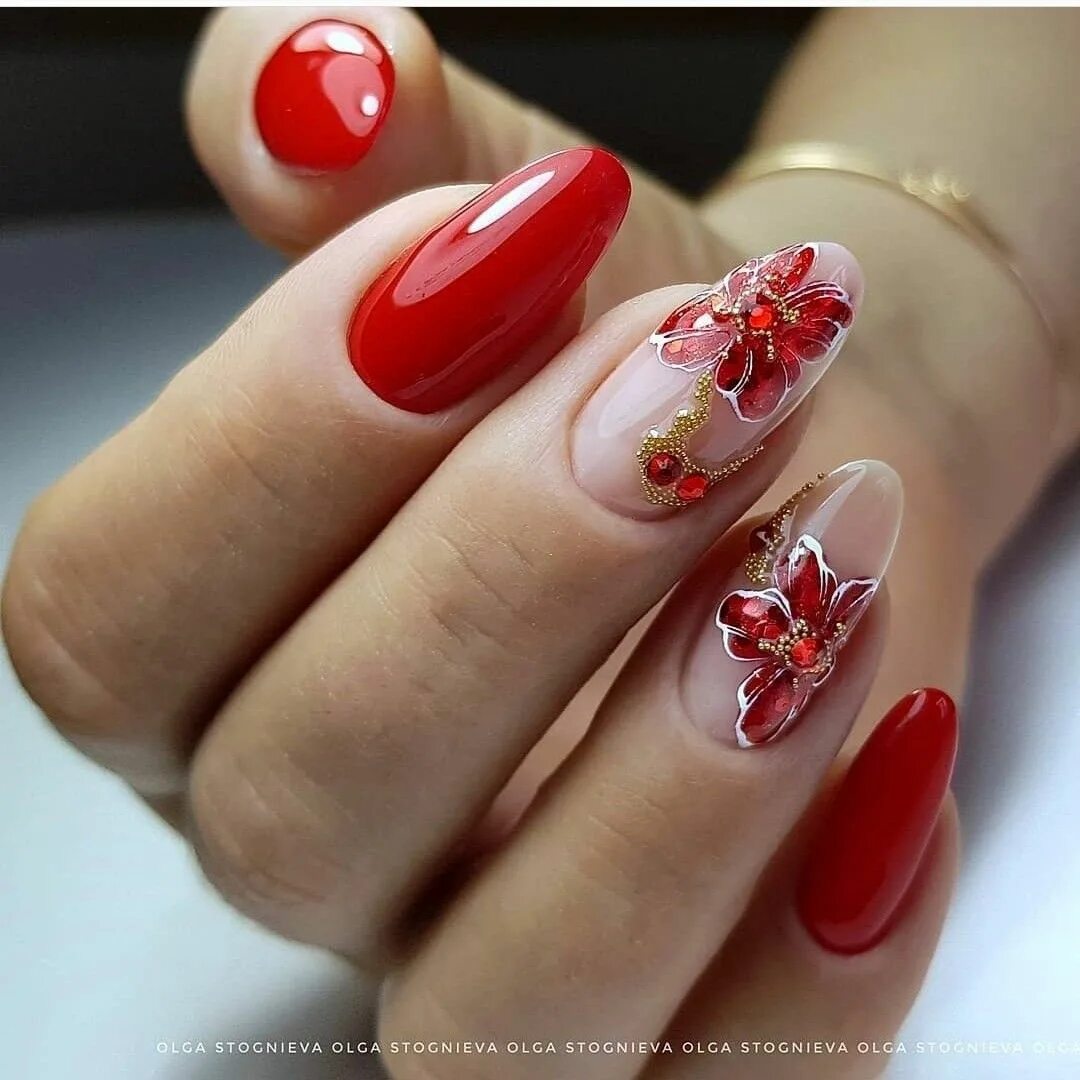 Красивый красный маникюр Pin by Елена Владимировна on Дизайн ногтей Red nails, Pretty nail art designs, O