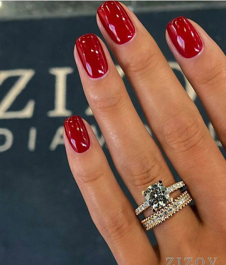 Красивый красный маникюр короткие ногти Pin on Naglar Red gel nails, Gel nails, Red nails