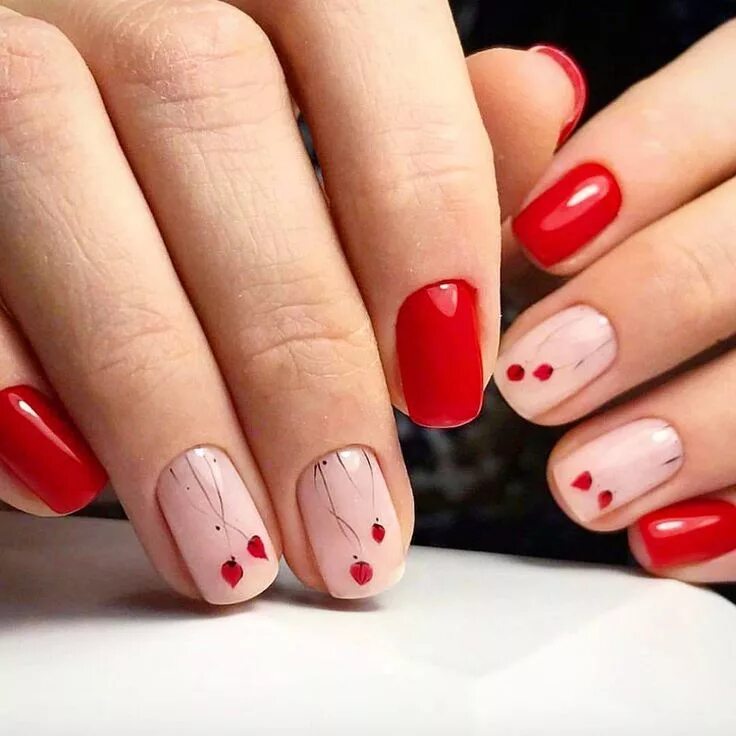 Красивый красный маникюр на короткие Pin op ::: reds ::: Nagels, Manicure