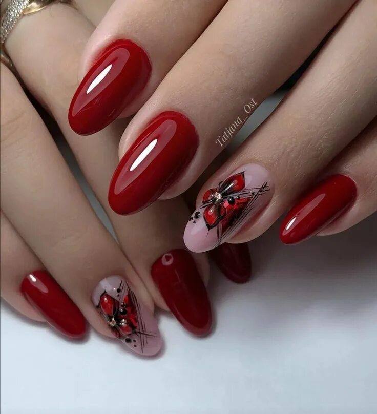 Красивый красный маникюр с дизайном Pin on красные ногти Red acrylic nails, No chip nails, Magic nails