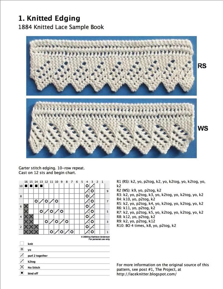 Красивый край спицами схема All sizes 1KnittedEdgingDownload Flickr - Photo Sharing! Lace knitting stitches,