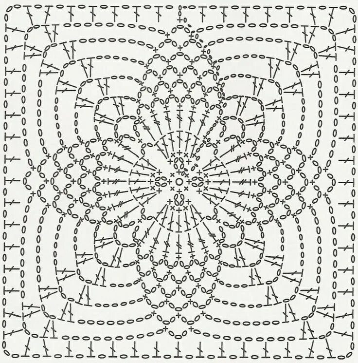 Красивый квадратный мотив крючком схема Schemi di motivi all'uncinetto / Crochet motifs charts Crochet motif patterns, C