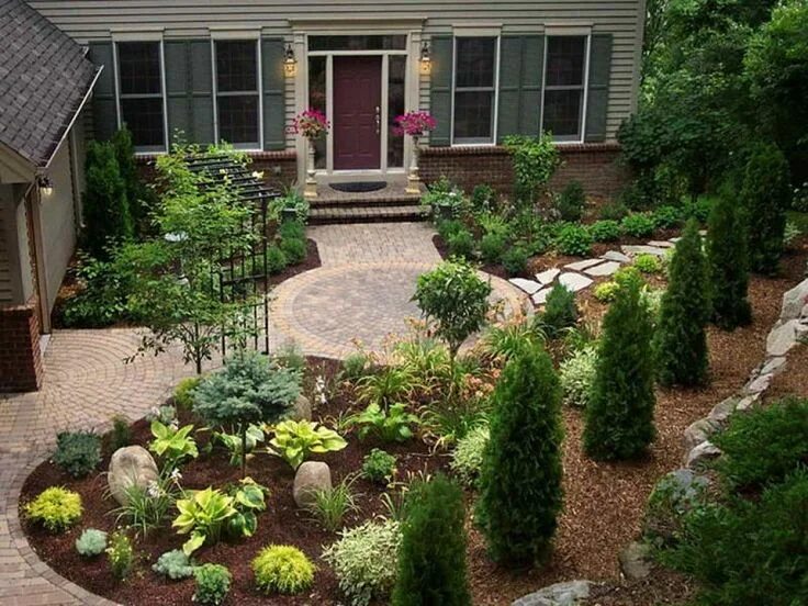 Красивый ландшафтный дизайн в частных Pin on Идеи для дачи Small courtyard gardens, Courtyard gardens design, Front ya
