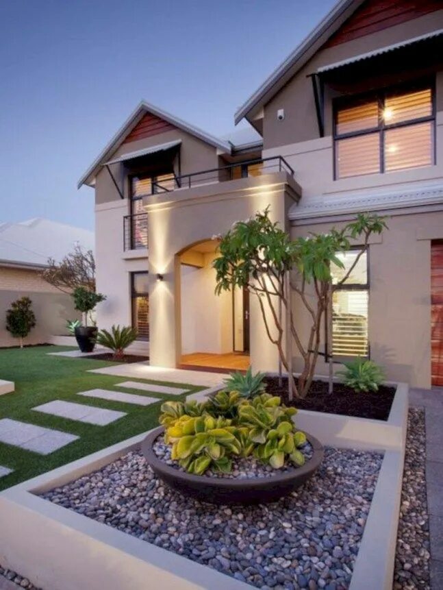 Красивый ландшафтный дизайн в частных домах Épinglé sur Front yard landscaping design