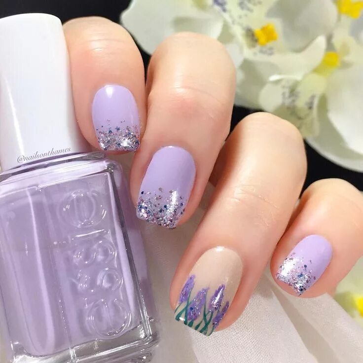 Красивый лавандовый маникюр 16 Trending Nails That You Will Love - NailArtHQ.com Lilac nails, Funky nail art