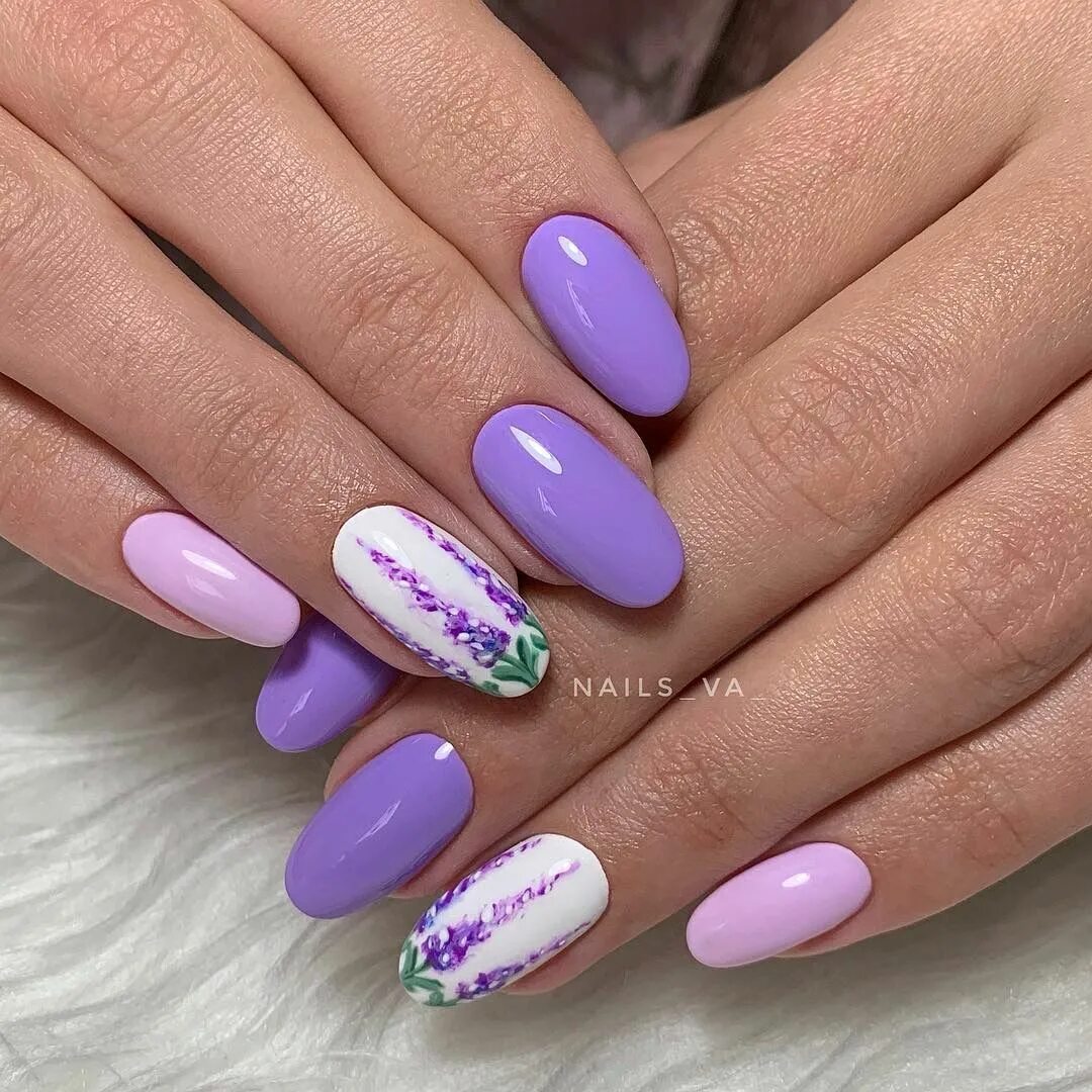 Красивый лавандовый маникюр Pin on Для клиентов Purple nails, Lavender nails, Floral nails